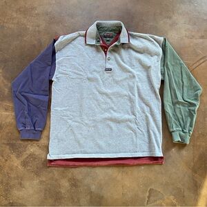 VTG 90s Higher State Color Block Oversized Long Sleeve Collared Shirt